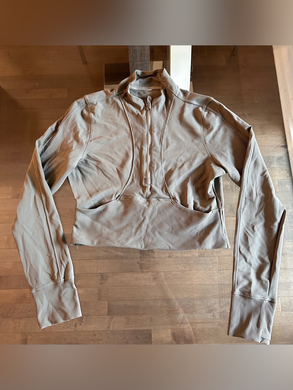90 Degree Cropped Long Sleeve Athleisure Top – Soft Sage Green